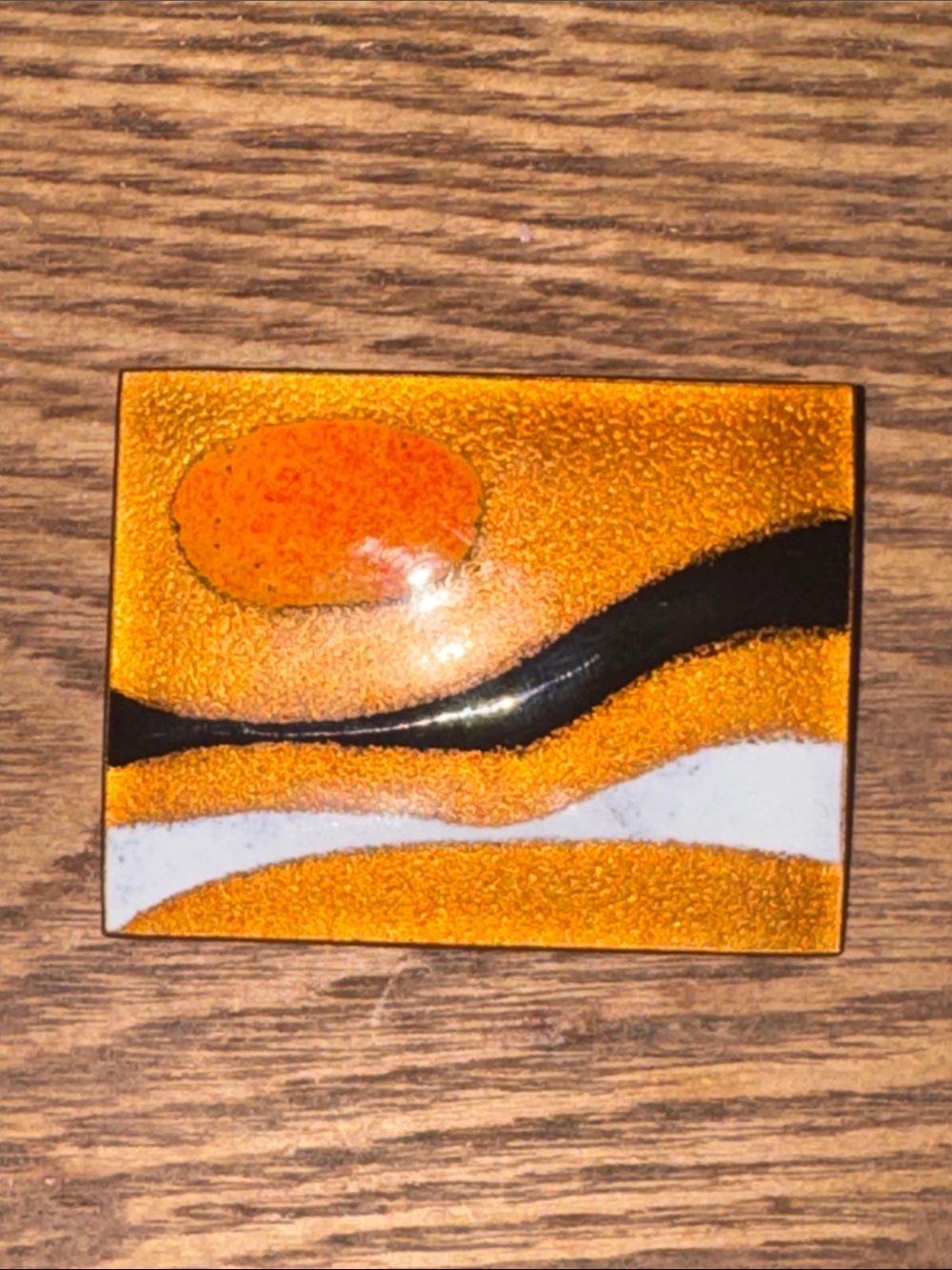 Modernist dePassille & Sylvestre Enamelled Copper Brooch